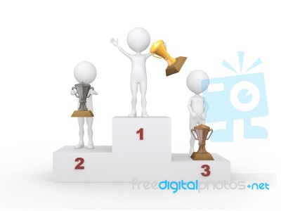 Winners Celebrating On Podium Stock Image