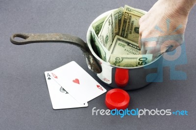 Winning The Pot Stock Photo