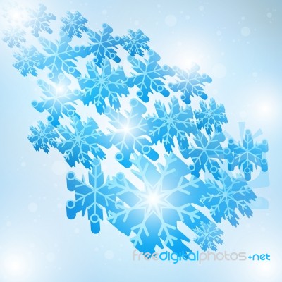 Winter Blue Sky With Falling Snow Stock Image