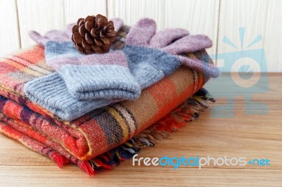 Winter Clothing Background Stock Photo