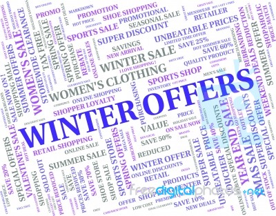 Winter Offers Represents Save Clearance And Discounts Stock Image