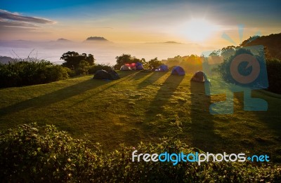 Winter Viewpoint On Mountain Northern Chiang Mai ,thailand Stock Photo