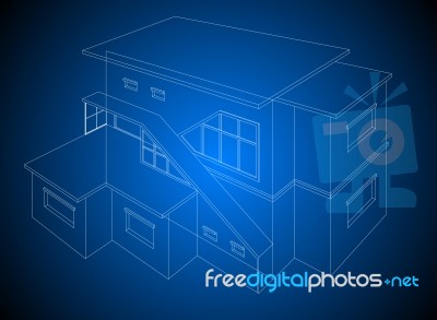 Wireframe Home Stylish One Stock Image