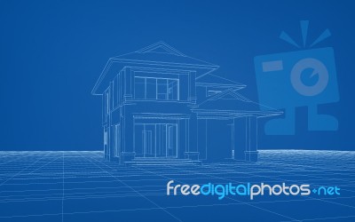 Wireframe Of House Stock Image