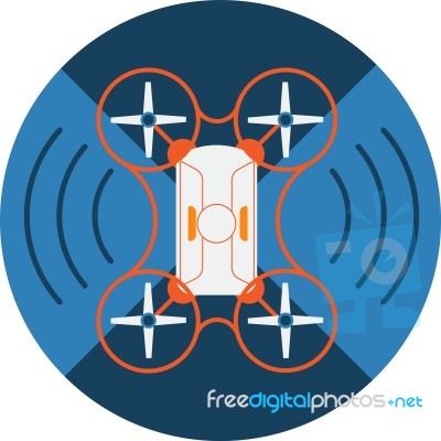 Wireless Quadcopter Drone Icon Stock Image