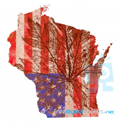 Wisconsin State Map Flag Pattern Stock Image