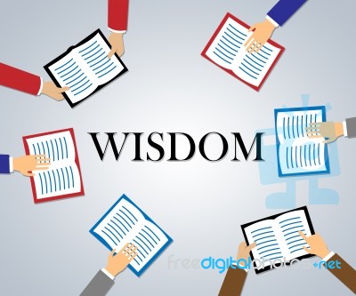 Wisdom Books Shows Education Fiction And Academic Stock Image