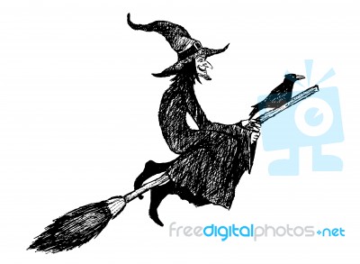 Witch With Broom Stock Image