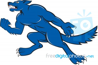 Wolf Dog Clenching Fist Cartoon Stock Image