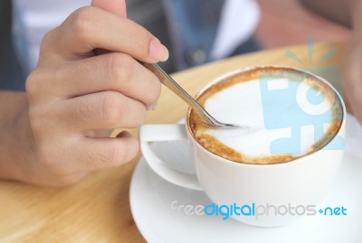 Woman And Coffee Stock Photo