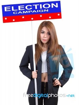 Woman And Election Stock Photo