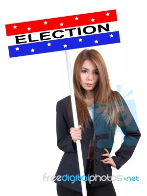 Woman And Election Stock Photo