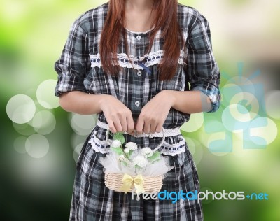 Woman And Flowers Stock Photo