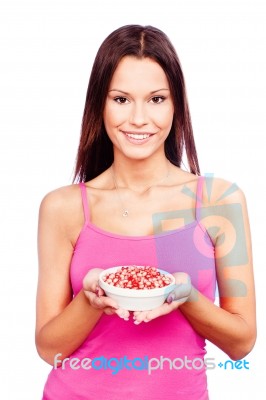 Woman And Fruit Stock Photo