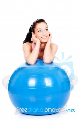 Woman Behind The Pilate Ball Stock Photo