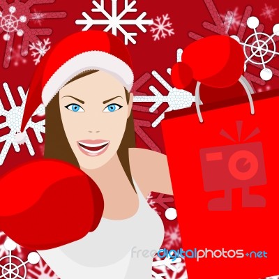 Woman Christmas Shopping Represents Retail Sales And Lady Stock Image