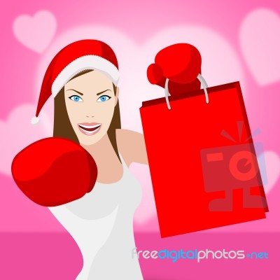 Woman Christmas Shopping Represents Retail Sales And Store Stock Image