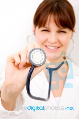 Woman Doctor With Stethoscope Stock Photo