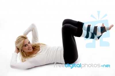 Woman Doing Exercise Stock Photo