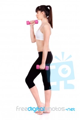 Woman Doing Fitness Exercises Stock Photo