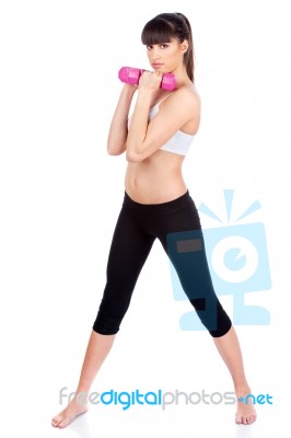 Woman Doing Fitness Exercises Stock Photo