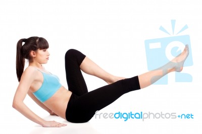 Woman Doing Fitness Exercises Stock Photo