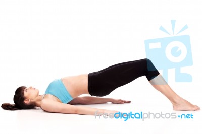 Woman Doing Fitness Exercises Stock Photo