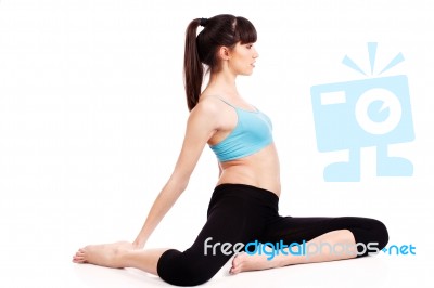 Woman Doing Fitness Exercises Stock Photo