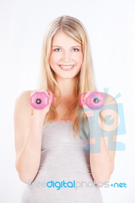 Woman Doing Fitness Exercises Stock Photo