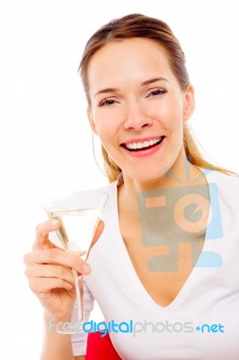 Woman Drinking Cocktail Stock Photo