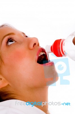 Woman Drinking Water Stock Photo