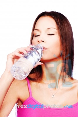 Woman Drinking Water From Bottle Stock Photo