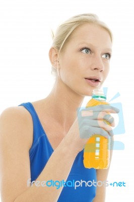 Woman Energy Drink Stock Photo