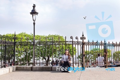 Woman Enjoy Sunny Day Stock Photo