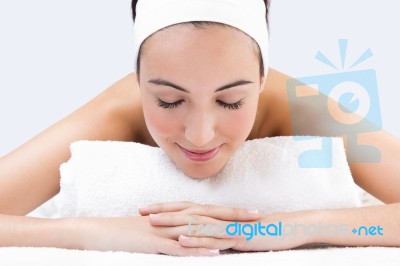 Woman Enjoying Massage At Beauty Spa Stock Photo