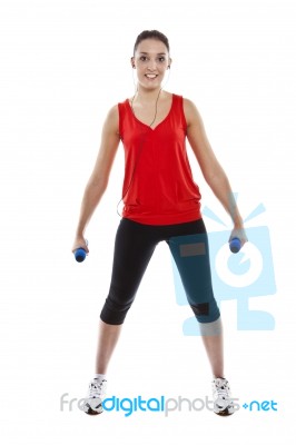 Woman Exercising With Weights  Stock Photo