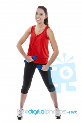 Woman Exercising With Weights  Stock Photo