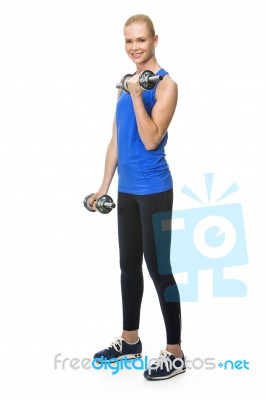 Woman Exercising With Weights Stock Photo