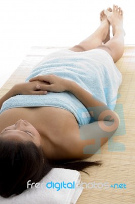 Woman Going To Take Massage Stock Photo