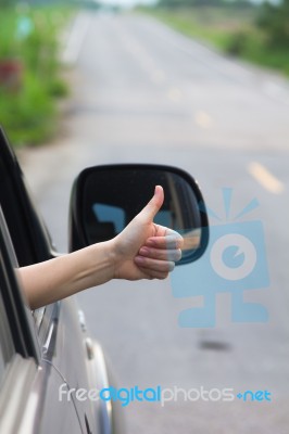 Woman Hand Doing Thumbs-up Stock Photo