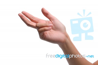 Woman Hand Sign Isolated On White Background Stock Photo