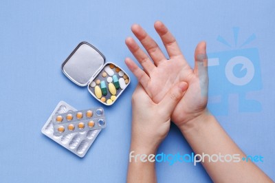 Woman Hand With Joint Pain Stock Photo