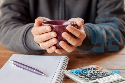 Woman Hands Holding A Cup Of Coffee Stock Photo