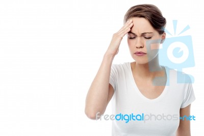 Woman Has A Migraine Stock Photo