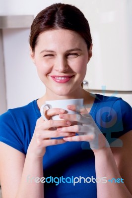 Woman Having A Cup Drink Stock Photo