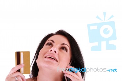 Woman Holding Credit Card Stock Photo