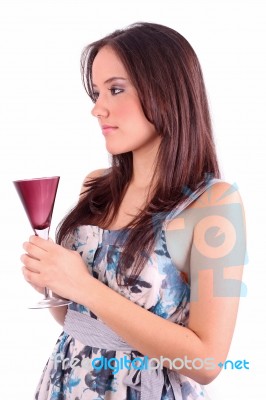 Woman Holding Glass Of Martini Stock Photo