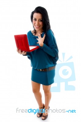 Woman Holding Jewelry Box Stock Photo