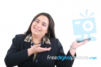 Woman Holding Mobile Stock Photo