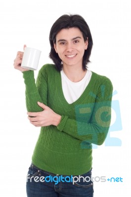 Woman Holding Mug Stock Photo